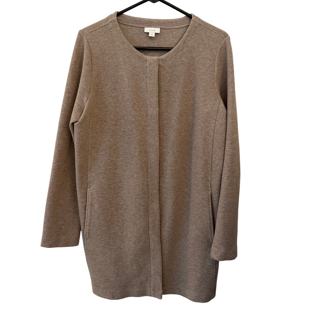 Pure Jill Cardigan Jacket Womens Small Brown Excellent Hidden Snap Longline